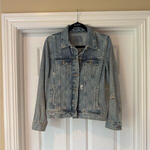 Light Wash Distressed Denim Jacket - Women's